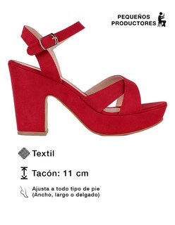 Foto 3 | Foto 3 | Sandalia Con Tacón Exterior Textil Color Rojo Para Mujer De Rbcollection