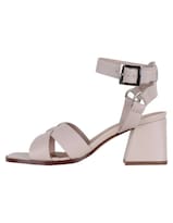 Sandalia Con Tacón Exterior Piel Vegana Color Blanco Para Mujer De Rbcollection