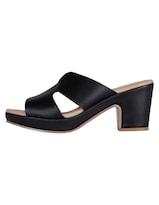 Sandalia Con Tacón Exterior Piel Vegana Color Negro Para Mujer De Rbcollection