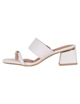 Sandalia Con Tacón Exterior Piel Vegana Color Blanco Para Mujer De Rbcollection