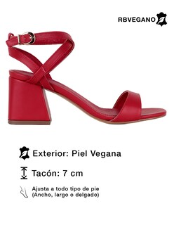 Foto 3 | Foto 3 | Sandalia Con Tacón Exterior Piel Vegana Color Rojo Para Mujer De Rbcollection