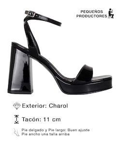 Foto 3 | Foto 3 | Sandalia Con Tacón Exterior Charol Color Negro Para Mujer De Rbcollection