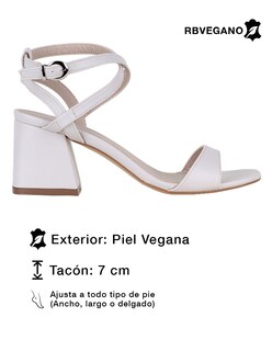 Foto 3 | Foto 3 | Sandalia Con Tacón Exterior Piel Vegana Color Blanco Para Mujer De Rbcollection