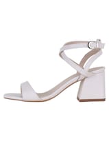 Sandalia Con Tacón Exterior Piel Vegana Color Blanco Para Mujer De Rbcollection