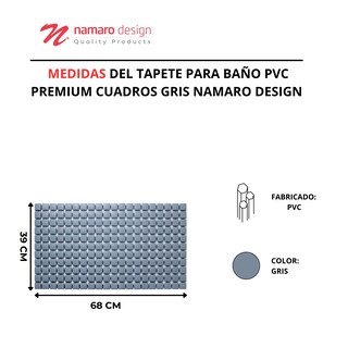 Foto 3 | Foto 3 | Tapete para Baño Pvc Premium Cuadros Gris