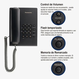 Foto 3 | Foto 3 | Teléfonos Fijos Panasonic KX-TS500MEB Negro 2 Piezas