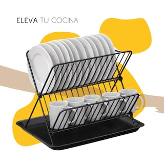 Foto 3 | Foto 3 | Escurridor De Platos Y Vasoso Con Organizador 2 Niveles