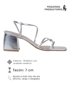 Foto 3 | Foto 3 | Sandalia Con Tacón Exterior Sintético Color Plata Para Mujer De Rbcollection