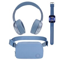 3 Kit All In One STF Azul Audífonos On Ear + Smartwatch + Crossbody