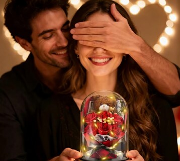 Foto 2 | Foto 2 | Flores Artificiales Rosa Eterna Con Oso Modelo Rojo