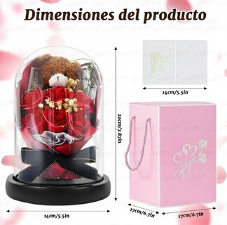 Foto 4 | Foto 4 | Flores Artificiales Rosa Eterna Con Oso Modelo Rojo