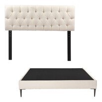 Cabecera Trinity Arlo Color Crema + Base Cama Slim Matrimonial