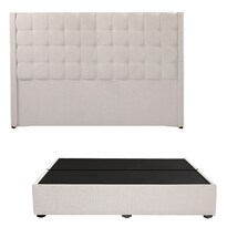 Cabecera Trinity Bruks Color Crema King Size + Base Cama