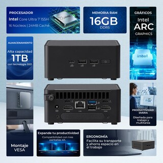 Foto 2 | Foto 2 | Computadora Escritorio Mini Pc Asus Nuc 14 Pro Intel Ultra 7 155h 16gb Ssd 1tb Wifi Estudio Y Multitarea