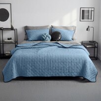 Edredón Ligero Matrimonial Con Fundas De Almohada Real Textil Pinsonic Doble Vista Azul Medio