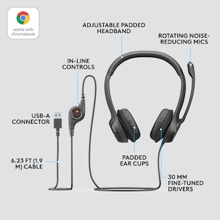 Foto 6 | Foto 6 | Auriculares Estéreo Logitech H390 Con Cable Y Micrófono Usb Con Cancelación De Ruido