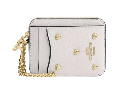 Foto 1 | Foto 1 | Monedero Coach Zip Card Case With Heart Rivets Cdg82 Blanco