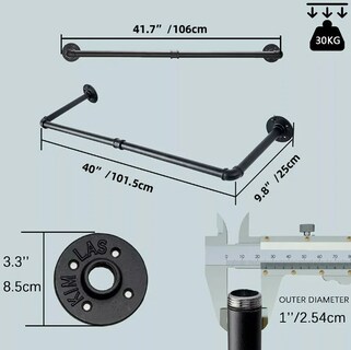 Foto 2 | Foto 2 | Perchero De Pared Xtellar Tubo Industrial Vintage Hierro Fundido Con Kit De Montaje Negro
