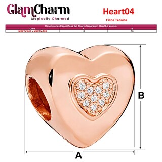 Foto 5 | Foto 5 | Charm Separador Corazon Roseventdepot Mxxtv-001 1 Pieza Plata S925 Chapadorado