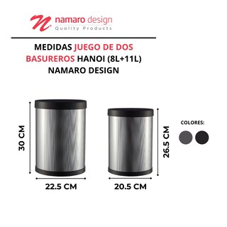 Foto 3 | Foto 3 | Juego De 2 Basureros Hanoi (8l + 11l) Con Tapa Y Pedal Namaro Design