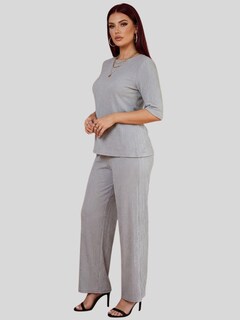 Foto 4 | Foto 4 | Conjunto 2 Piezas Blusa Y Pants Casual Elegante Conj-0129 Gris Súper Cómodo Tejido Canalé Para Mujer