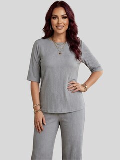 Foto 5 | Foto 5 | Conjunto 2 Piezas Blusa Y Pants Casual Elegante Conj-0129 Gris Súper Cómodo Tejido Canalé Para Mujer