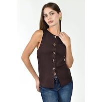 Top sin Mangas Roman Fashion Café Oscuro para Mujer