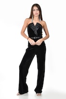 Jumpsuit de Terciopelo Negro Roman Fashion para Mujer