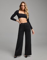 Pantalón Perna Ancha Tiro Alto Flex 0128ngro Seven Jeans