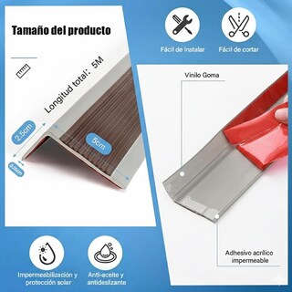 Foto 2 | Foto 2 | Cinta Adhesiva Belug Antiderrapante Autoadherible Para Escaleras Gris + Marron