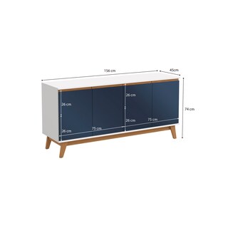 Foto 3 | Foto 3 | Bufetero Kappesberg Blanco/azul 156 Cm Con 4 Puertas