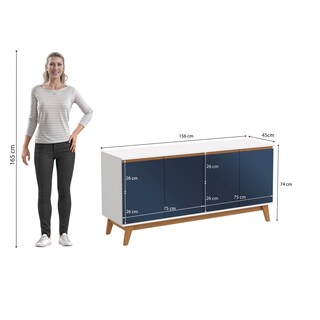 Foto 4 | Foto 4 | Bufetero Kappesberg Blanco/azul 156 Cm Con 4 Puertas