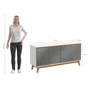 Foto 4 | Foto 4 | Bufetero Kappesberg Blanco/gris 156 Cm Con 4 Puertas