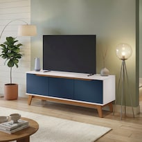 Rack Tv Kappesberg 136 Cm Blanco/azul 3 Puertas