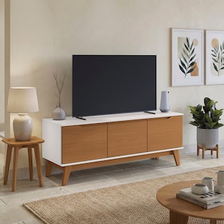 Foto 1 | Foto 1 | Rack Tv 55'' 136 Cm Blanco/canela 3 Puertas Kappesberg