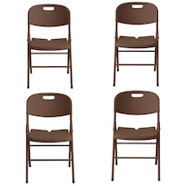 Silla Plegable Ratán INMATMEX Resistente para Jardín, Eventos, Fiestas, Exterior y Fácil de Transportar, Café 4 Piezas