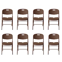 Silla Plegable Ratán INMATMEX Resistente para Jardín, Eventos, Fiestas, Exterior, Fácil de Transportar, Café 8 Piezas
