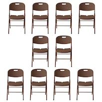 Silla Plegable Ratán INMATMEX Resistente para Jardín, Eventos, Fiestas, Exterior y Fácil de Transportar, Café 10 Piezas