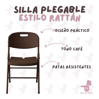 Foto 3 | Foto 3 | Silla Plegable Ratán INMATMEX Resistente para Jardín, Eventos, Fiestas, Exterior y Fácil de Transportar, Café 10 Piezas