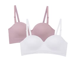 Brasier Lili Pink Tipo Strapless Sin Aro Blanco Púpura 2 Piezas Seamless