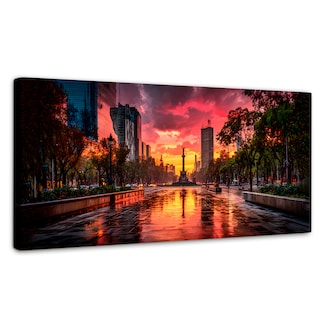 Foto 1 | Foto 1 | Cuadro Decorativo México Canvas Ángel Reforma Neón 120x60