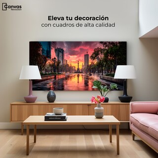 Foto 3 | Foto 3 | Cuadro Decorativo México Canvas Ángel Reforma Neón 120x60
