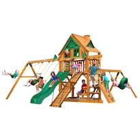 Juego Infantil de Jardín Lemur Cedro con Resbaladero y Columpios