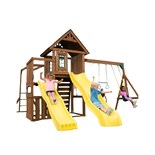 Casita Infantil de Madera con Columpios y Resbaladillas