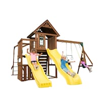 Casita Infantil de Madera con Columpios y Resbaladillas