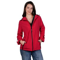 Chamarra Rompevientos Para Mujer Con Gorro Y Bolsillo Interno Greenlander Rojo