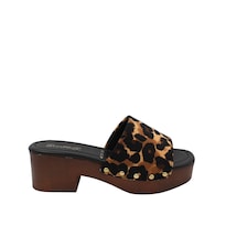Sandalia Sueco Con Plataforma Bajita En Animal Print Senties Janika
