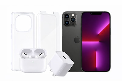 Foto 1 | Foto 1 | Combo Apple iPhone 13 Pro Reacondicionado Negro De 128 Gb + Audífonos Bluetooth + Case + Vidrio Protector