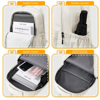 Foto 3 | Foto 3 | Mochila Escolar Xtellar De Nailon Impermeable Gran Capacidad Con Colgantes De Pato Verde