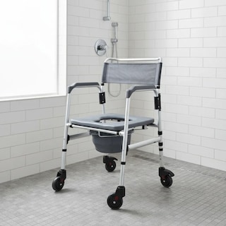 Foto 6 | Foto 6 | Silla Comodo De Aluminio Plegable Gris Con Ruedas